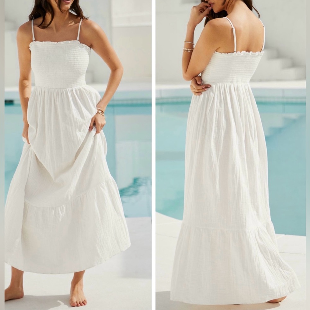 Anthropologie The Marisol Smocked Gauze Maxi Dress, Size XL